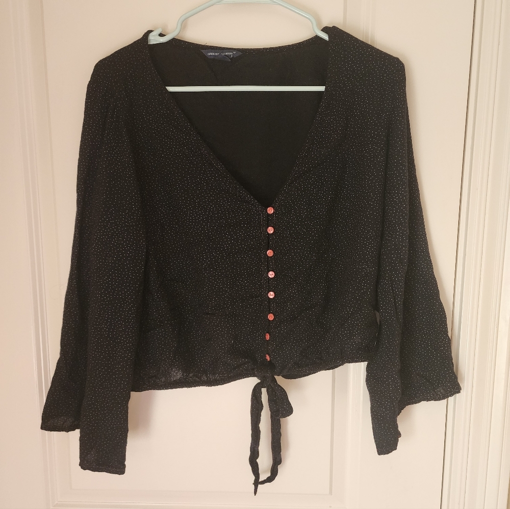 Black Button-Down Women's Top